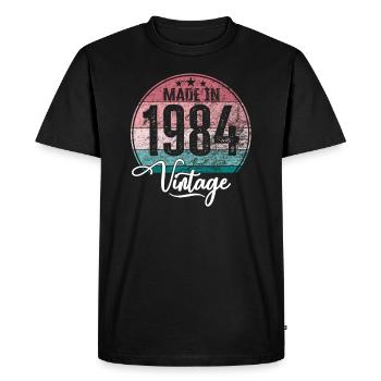 Millésime Fabriqué en 1984 Année de naissance 1984 Anniversaire - T-shirt Premium bio Homme - noir - Devant - Nico (187cm)