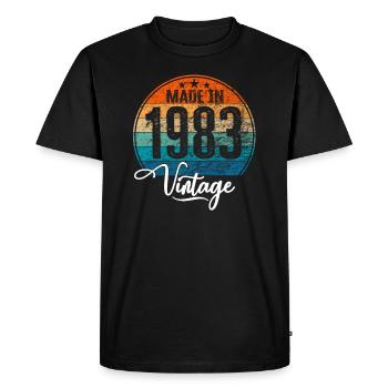 Millésime Fabriqué en 1983 Année de naissance 1983 Anniversaire - T-shirt Premium bio Homme - noir - Devant - Nico (187cm)