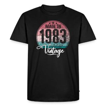 Millésime Fabriqué en 1983 Année de naissance 1983 Anniversaire - T-shirt Premium bio Homme - noir - Devant - Nico (187cm)