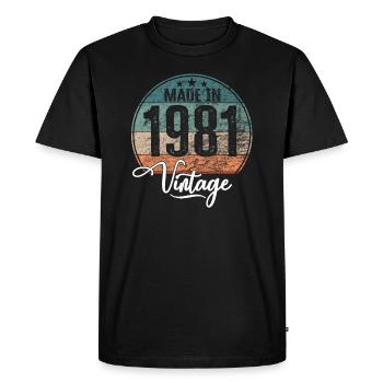 Millésime Fabriqué en 1981 Année de naissance 1981 Anniversaire - T-shirt Premium bio Homme - noir - Devant - Nico (187cm)