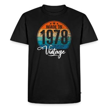 Millésime Fabriqué en 1978 Année de naissance 1978 Anniversaire - T-shirt Premium bio Homme - noir - Devant - Nico (187cm)