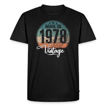 Millésime Fabriqué en 1978 Année de naissance 1978 Anniversaire - T-shirt Premium bio Homme - noir - Devant - Nico (187cm)