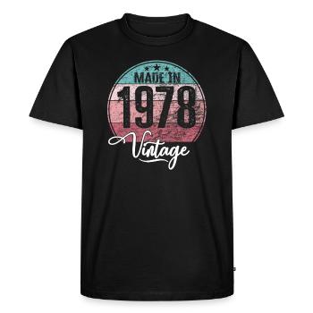 Millésime Fabriqué en 1978 Année de naissance 1978 Anniversaire - T-shirt Premium bio Homme - noir - Devant - Nico (187cm)