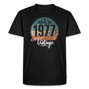 Vintage Made in 1977 Year of birth 1977 Birthday - Men's Premium Organic T-Shirt - black - Front - Nico (187cm)