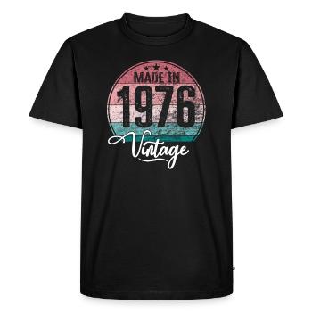 Millésime Fabriqué en 1976 Année de naissance 1976 Anniversaire - T-shirt Premium bio Homme - noir - Devant - Nico (187cm)