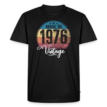 Millésime Fabriqué en 1976 Année de naissance 1976 Anniversaire - T-shirt Premium bio Homme - noir - Devant - Nico (187cm)