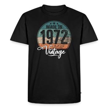 Millésime Fabriqué en 1972 Année de naissance 1972 Anniversaire - T-shirt Premium bio Homme - noir - Devant - Nico (187cm)