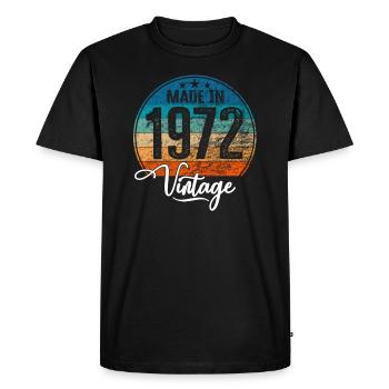 Millésime Fabriqué en 1972 Année de naissance 1972 Anniversaire - T-shirt Premium bio Homme - noir - Devant - Nico (187cm)