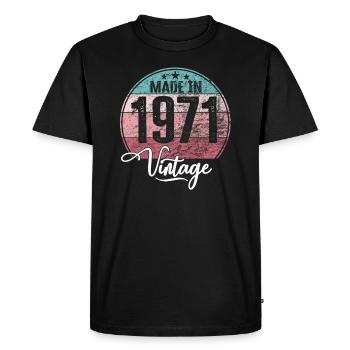 Millésime Fabriqué en 1971 Année de naissance 1971 Anniversaire - T-shirt Premium bio Homme - noir - Devant - Nico (187cm)