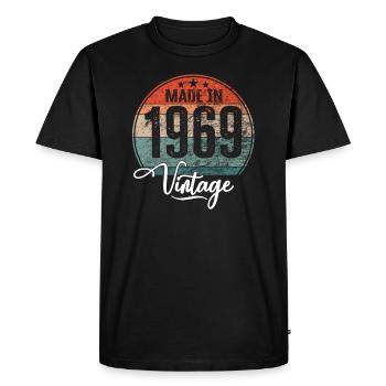 Millésime Fabriqué en 1969 Année de naissance 1969 Anniversaire - T-shirt Premium bio Homme - noir - Devant - Nico (187cm)