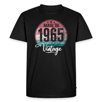 Millésime Fabriqué en 1965 Année de naissance 1965 Anniversaire - T-shirt Premium bio Homme - noir - Devant - Nico (187cm)