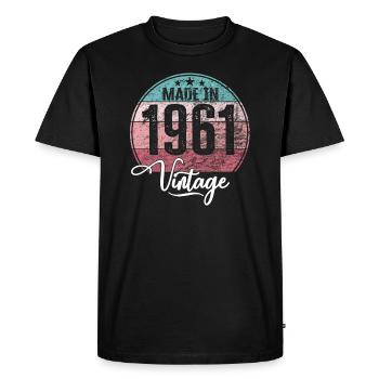 Millésime fabriqué en 1961 Année de naissance 1961 Anniversaire - T-shirt Premium bio Homme - noir - Devant - Nico (187cm)
