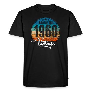 Millésime Fabriqué en 1960 Année de naissance 1960 Anniversaire - T-shirt Premium bio Homme - noir - Devant - Nico (187cm)