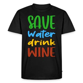 Citation amusante Économisez de l’eau, buvez du vin. - T-shirt Premium bio Homme - noir - Devant - Nico (187cm)