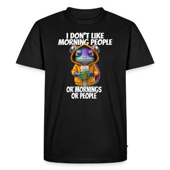 Funny saying I don't like morning people... - Men's Premium Organic T-Shirt - black - Front - Nico (187cm)