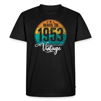 Millésime fabriqué en 1953 Année de naissance 1953 Anniversaire - T-shirt Premium bio Homme - noir - Devant - Nico (187cm)
