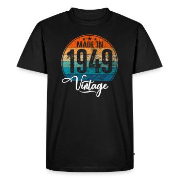 Millésime fabriqué en 1949 Année de naissance 1949 Anniversaire - T-shirt Premium bio Homme - noir - Devant - Nico (187cm)
