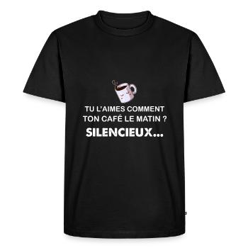 Expression Humour Café Du Matin - T-shirt Premium bio Homme - noir - Devant - Nico (187cm)