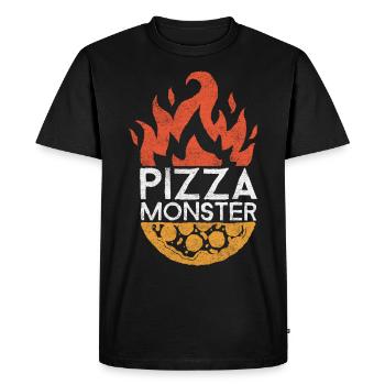 Pizza Monster, drôle de dicton, Pizza Saying - T-shirt Premium bio Homme - noir - Devant - Nico (187cm)