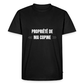 Propriété de ma copine - T-shirt Premium bio Homme - noir - Devant - Nico (187cm)