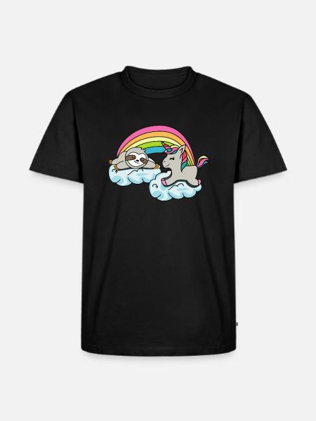 Unicorns sloth lover gift giftidea - Herre Premium økologisk T-shirt - sort