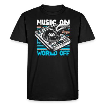 Music On World Off - Pour les amateurs de fête et de musique - T-shirt Premium bio Homme - noir - Devant - Nico (187cm)