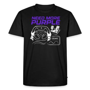 Need More Purple – Sim Racing Best Time Shirt - Men's Premium Organic T-Shirt - black - Front - Nico (187cm)