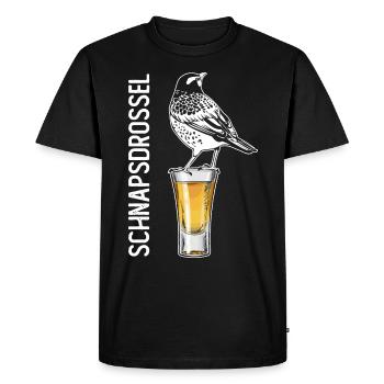 Schnapsdrossel Schnapstrinker Alkohol Schnaps - Men's Premium Organic T-Shirt - black - Front - Nico (187cm)