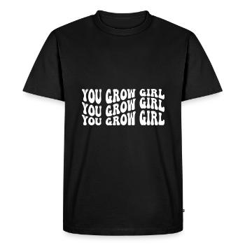 You grow girl Self Love Citation inspirante - T-shirt Premium bio Homme - noir - Devant - Nico (187cm)