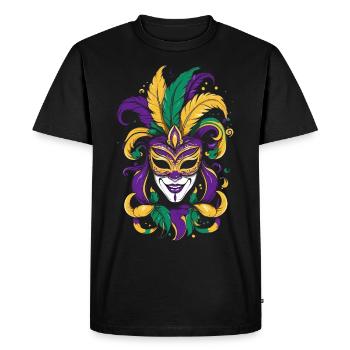 Mardi Gras Mask - Men's Premium Organic T-Shirt - black - Front - Nico (187cm)