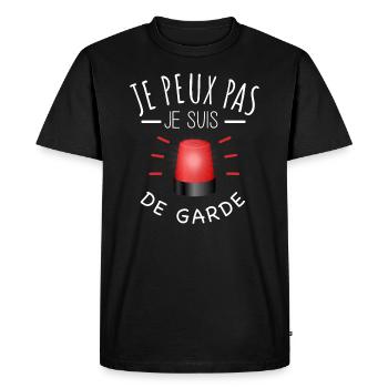 je peux pas je suis de garde humour fun pompier - T-shirt Premium bio Homme - noir - Devant - Nico (187cm)