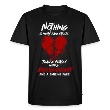 Amour brisé de coeur Amour sourit dangereux de visage - T-shirt Premium bio Homme - noir - Devant - Nico (187cm)