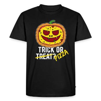 Trick or Treat Halloween Pumpkin Pizza Party - Men's Premium Organic T-Shirt - black - Front - Nico (187cm)