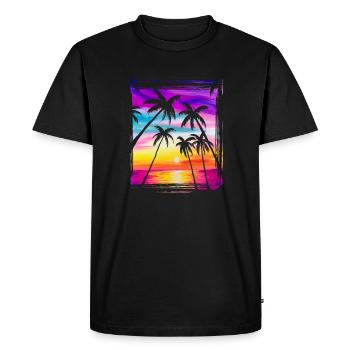 Strand mit Palmen - Men's Premium Organic T-Shirt - black - Front - Nico (187cm)