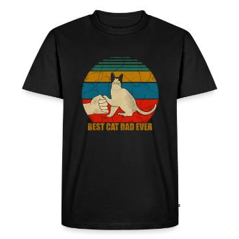 Cats Dad, Cat Dad, Kittens, Kitten, Retro Design, - Men's Premium Organic T-Shirt - black - Front - Nico (187cm)