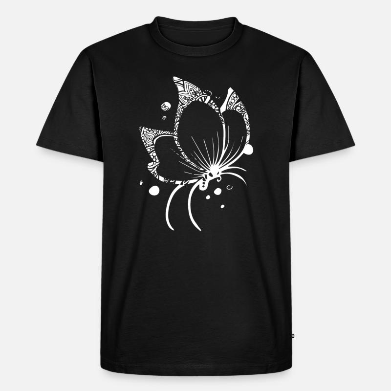 Schmetterling Schmetterling Blumenmuster - Männer Premium Bio T-Shirt - Schwarz