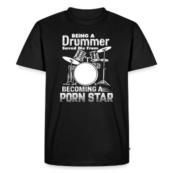 Batteur étant batteur - T-shirt Premium bio Homme - noir - Devant - Nico (187cm)