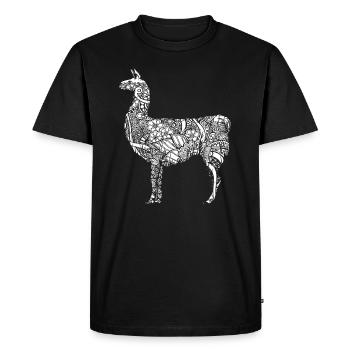Motif floral lama lama - T-shirt Premium bio Homme - noir - Devant - Nico (187cm)