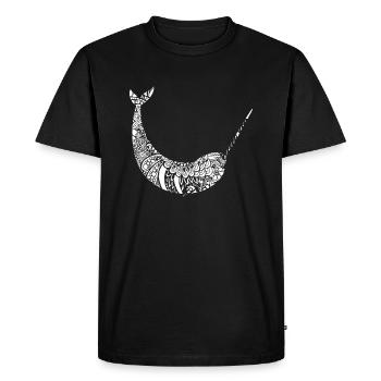 Narval narval motif floral - T-shirt Premium bio Homme - noir - Devant - Nico (187cm)