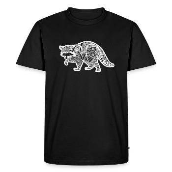Raton laveur Raton laveur Motif floral - T-shirt Premium bio Homme - noir - Devant - Nico (187cm)