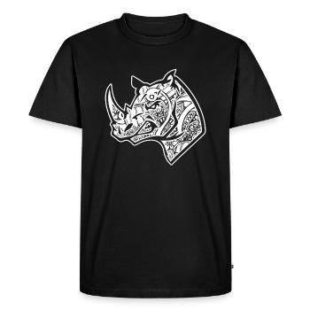 Motif floral de rhinocéros rhinocéros - T-shirt Premium bio Homme - noir - Devant - Nico (187cm)