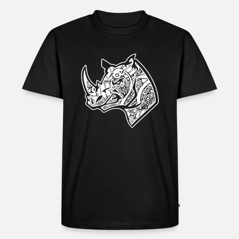 Nashorn Nashorn Blumenmuster - Männer Premium Bio T-Shirt - Schwarz