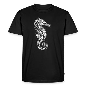 Hippocampe Hippocampe Motif floral - T-shirt Premium bio Homme - noir - Devant - Nico (187cm)