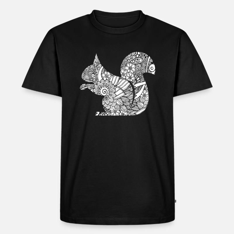 Eichhörnchen Eichhörnchen Blumenmuster - Männer Premium Bio T-Shirt - Schwarz