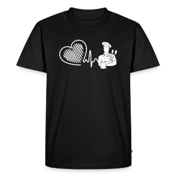 Battement de coeur - T-shirt Premium bio Homme - noir - Devant - Nico (187cm)