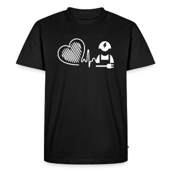 Électricien Électricien Heartbeat - T-shirt Premium bio Homme - noir - Devant - Nico (187cm)