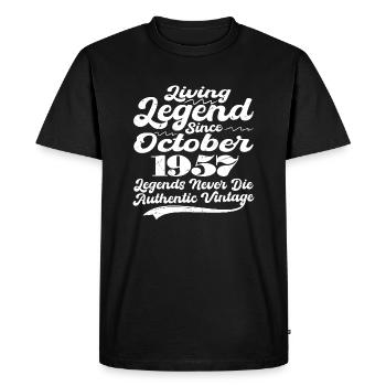 Once upon a time there was a legend. October 1957 Birth - Men's Premium Organic T-Shirt - black - Front - Nico (187cm)