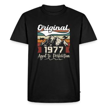 1977 - Cadeau né en 1977 - T-shirt Premium bio Homme - noir - Devant - Nico (187cm)