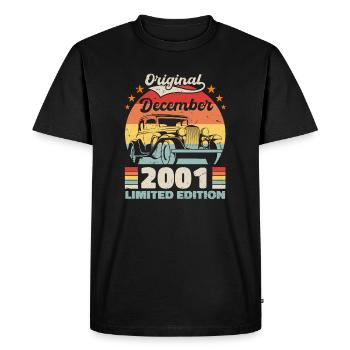 Décembre 2001 Cadeau d’anniversaire Décembre 2001 - T-shirt Premium bio Homme - noir - Devant - Nico (187cm)