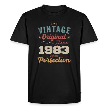 June 1983 Aged to Perfection June 1983 vintage - Men's Premium Organic T-Shirt - black - Front - Nico (187cm)